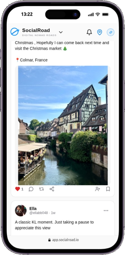 Mobile feed — destinations and posts